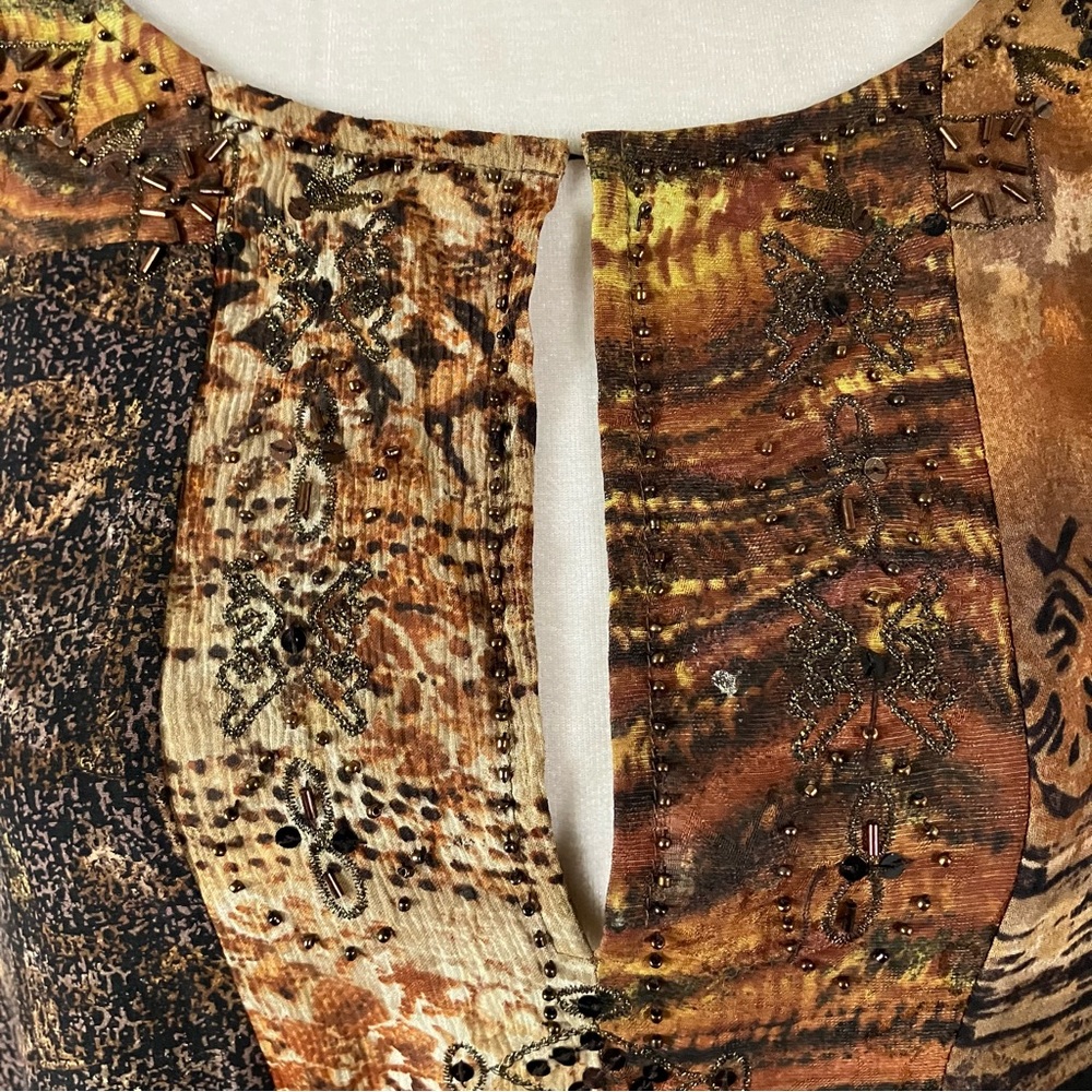 Chico's Silk Linen Beaded Patchwork Tunic Blouse … - image 6